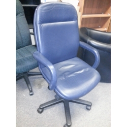 Modern Executive Navy Blue Soft Leather Task Seating, Chairs